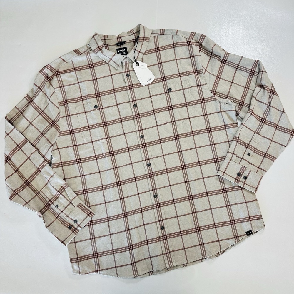 prAna Plaid Flannel Shirt Men's XXL NWT Organic Cotton Standard Fit‎ Button Down